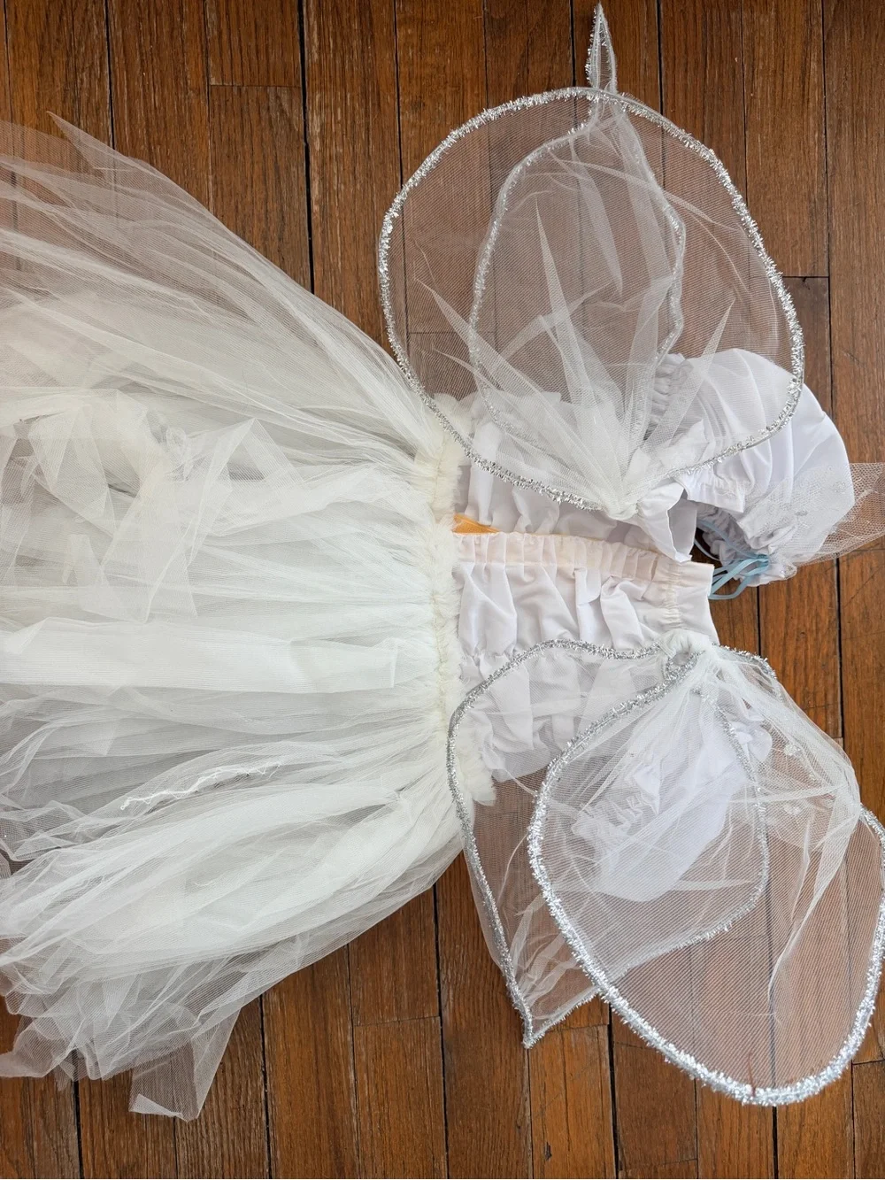 VINTAGE White Fairy Princess Costume Dress with Wings and Headband